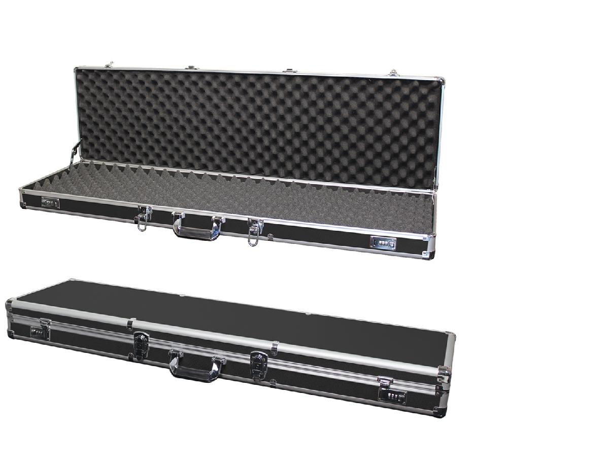 Wapenkoffer Aluminium Zwart /  afm. Binnenkant ; 123cm Lang /  33cm Breed /  en 11cm Hoog / Cijferslot + 2x sleutelslot-4303-a